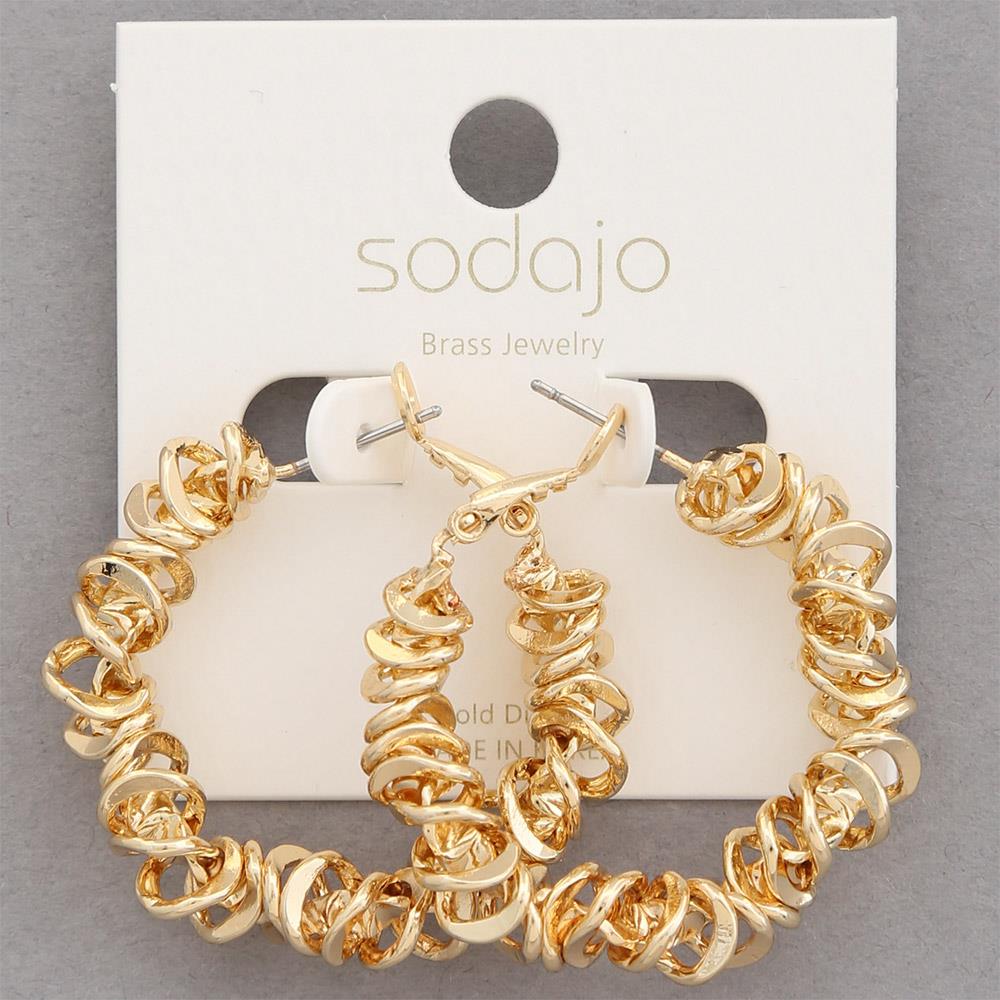 Joia Sodajo Gold Dipped Textured Hoop Earrings