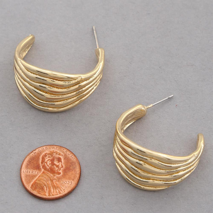 Joia Sodajo Metal Gold DIpped Wave Earrings