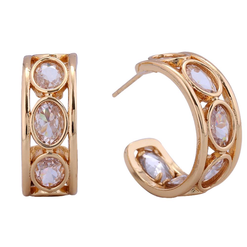 Joia 14K Gold Dipped Oval Cut CZ Huggies Earrings