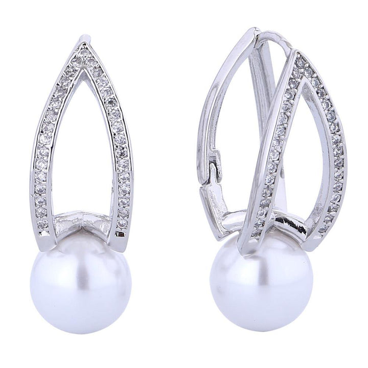 Joia Gold Dipped Crown Jewel Pearl CZ Earrings