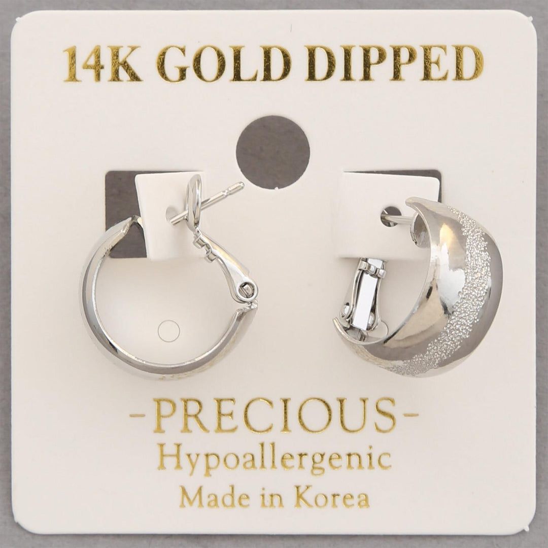 Joia 14K Gold Dipped Textured Centered Hoop Earrings