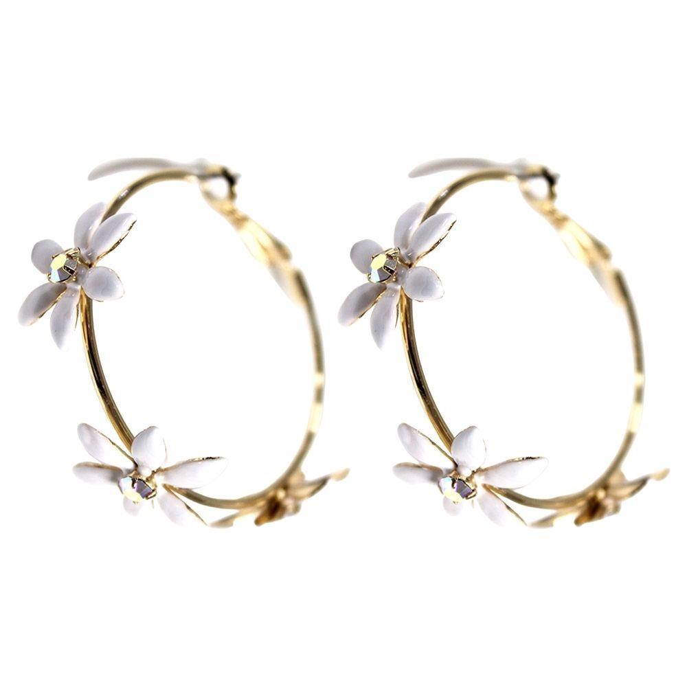 Joia Flower Metal Hoop Earrings