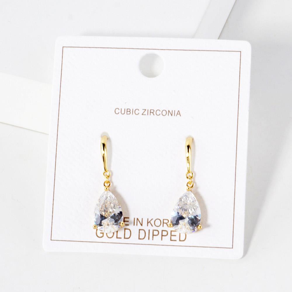 Joia Teardrop Crystal Metal Gold Dipped Earring