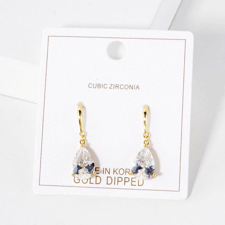Joia Teardrop Crystal Metal Gold Dipped Earring