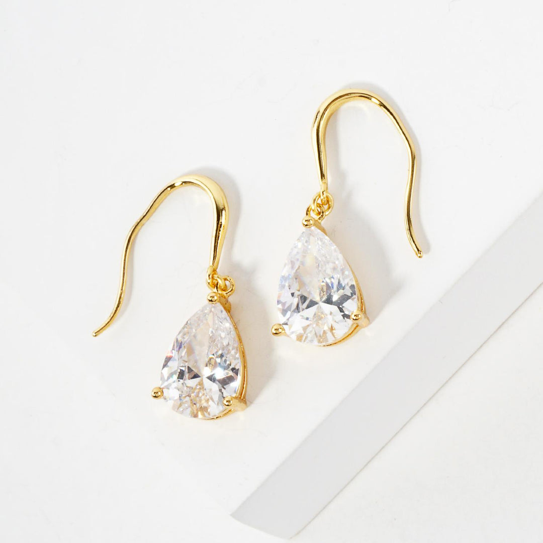 Joia Teardrop Crystal Metal Gold Dipped Earring