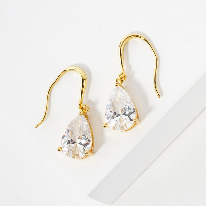 Joia Teardrop Crystal Metal Gold Dipped Earring