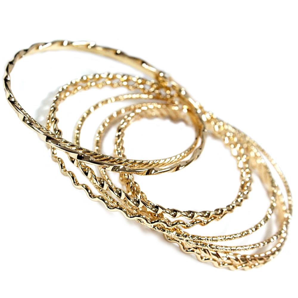 Joia Mixed Textured Bangle Multi Bracelet Set