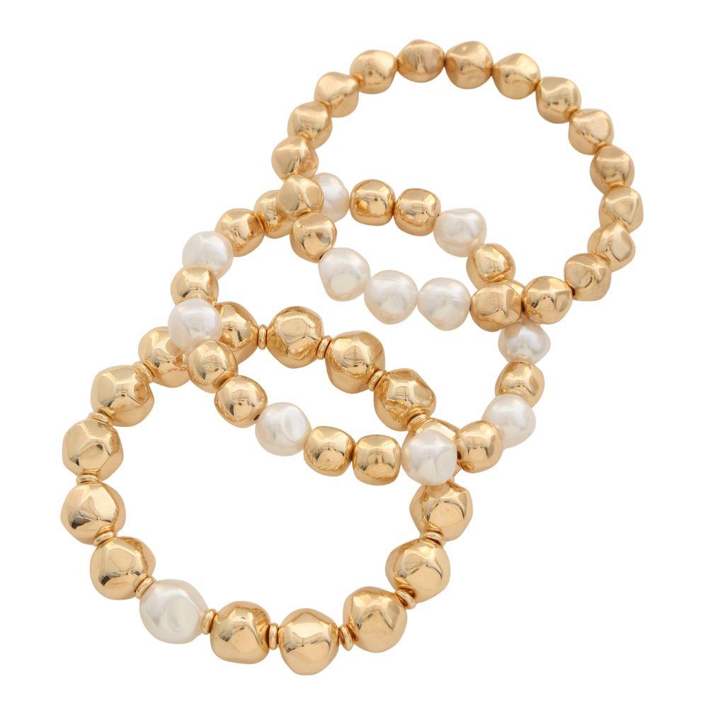 Joia Pearl & Gold Beaded Bracelet Set