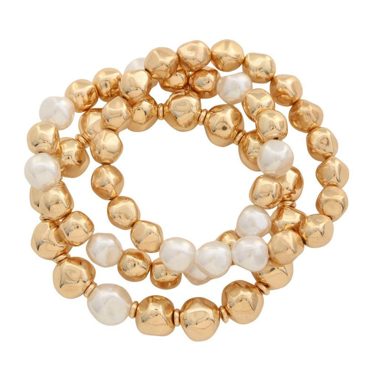 Joia Pearl & Gold Beaded Bracelet Set
