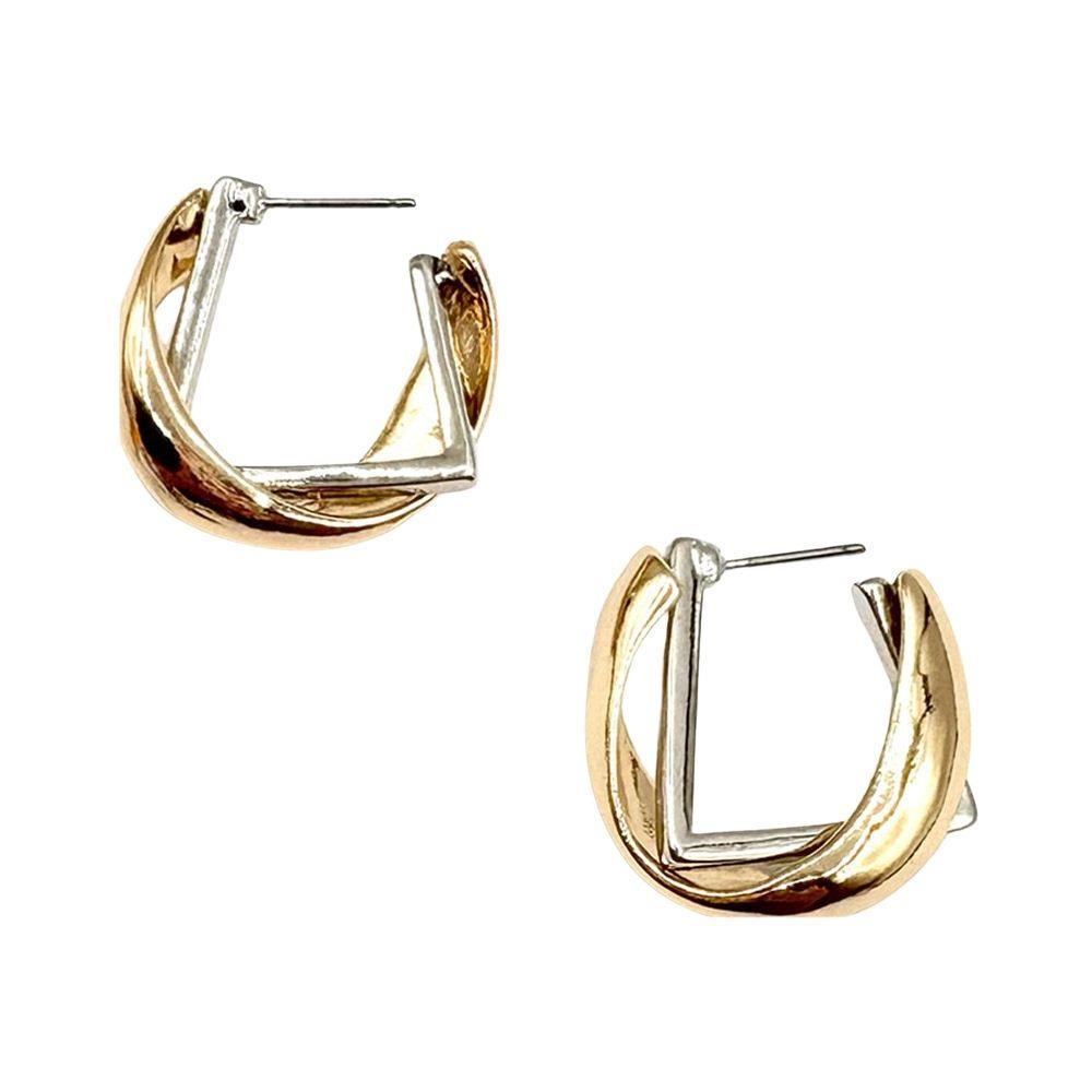 Joia Textured Metal Two Tone Twist Huggie Earring