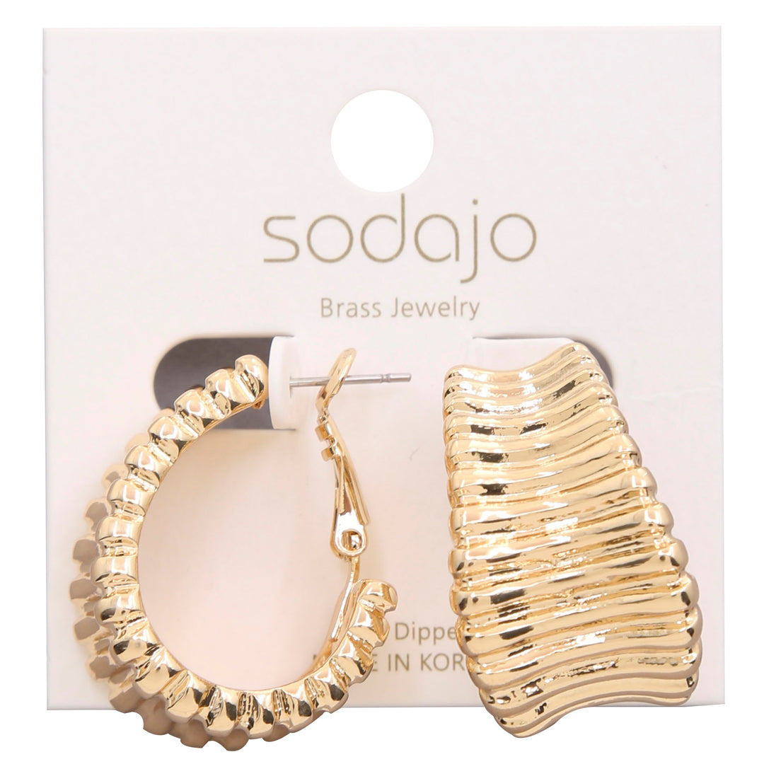 Joia Sodajo Teardrop Textured Gold Dipped Hoop Earring