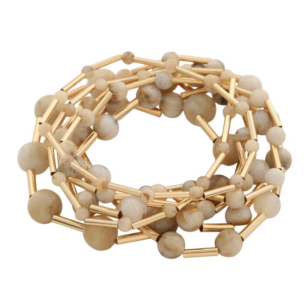 Joia Translucent Bead Wire Elastic Multi Bracelet Set