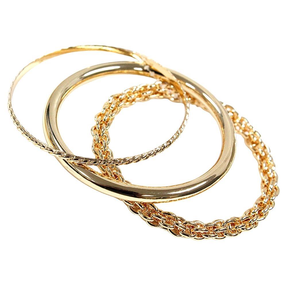 Joia Textured Metal Thin Bangle Multi Bracelet Set