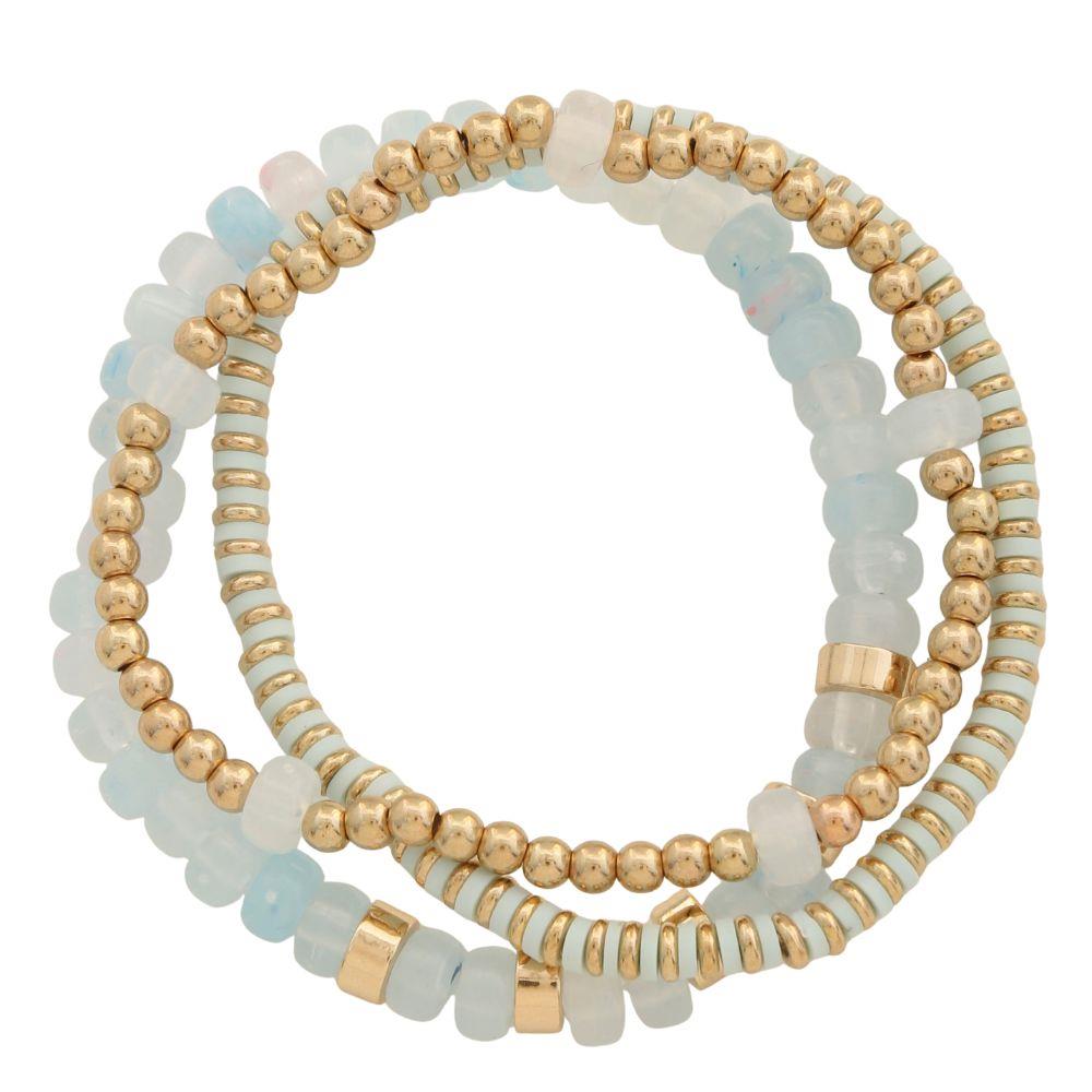 Joia Pastel Bead & Gold Stretch Bracelet Set