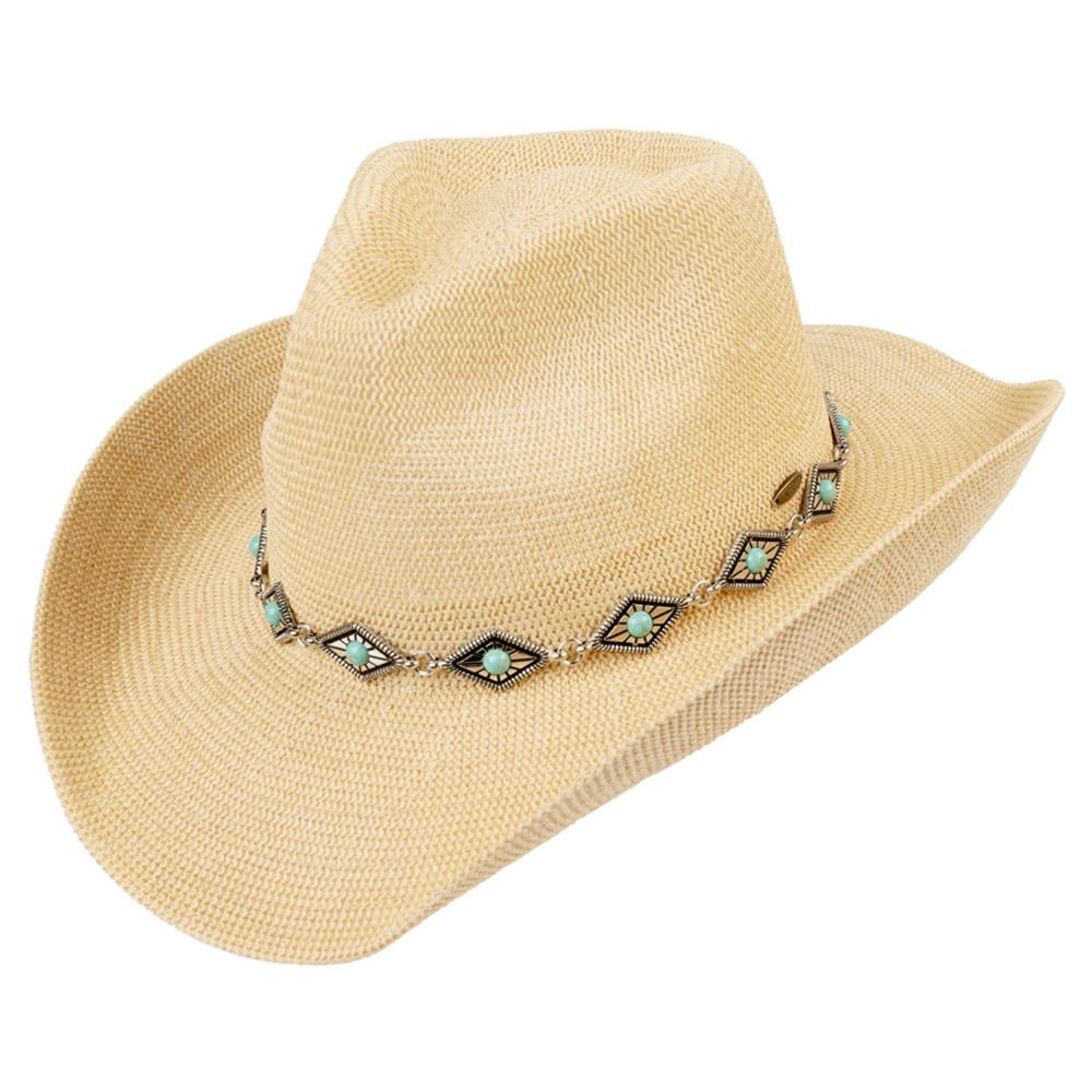 Joia CC Knitted Cowboy Hat With Turquoise Stone And Engraved Aztec Pattern Band