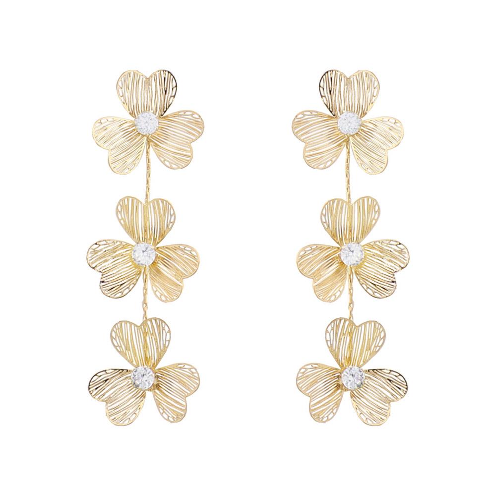 Joia Metal Flower Drop Earrings