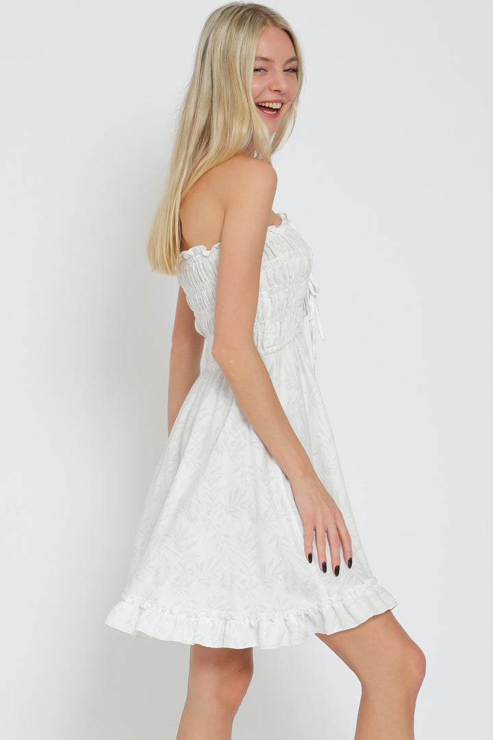 Aakaa Tube Tie Top And Ruffle Hem Mini Dress