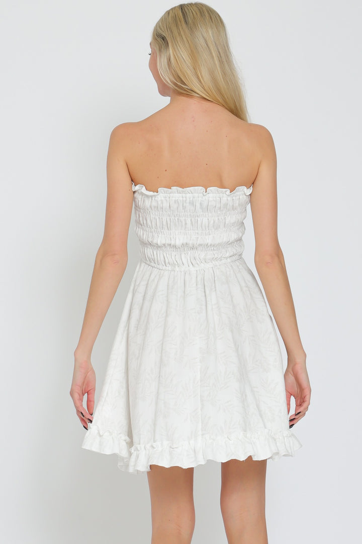 Aakaa Tube Tie Top And Ruffle Hem Mini Dress