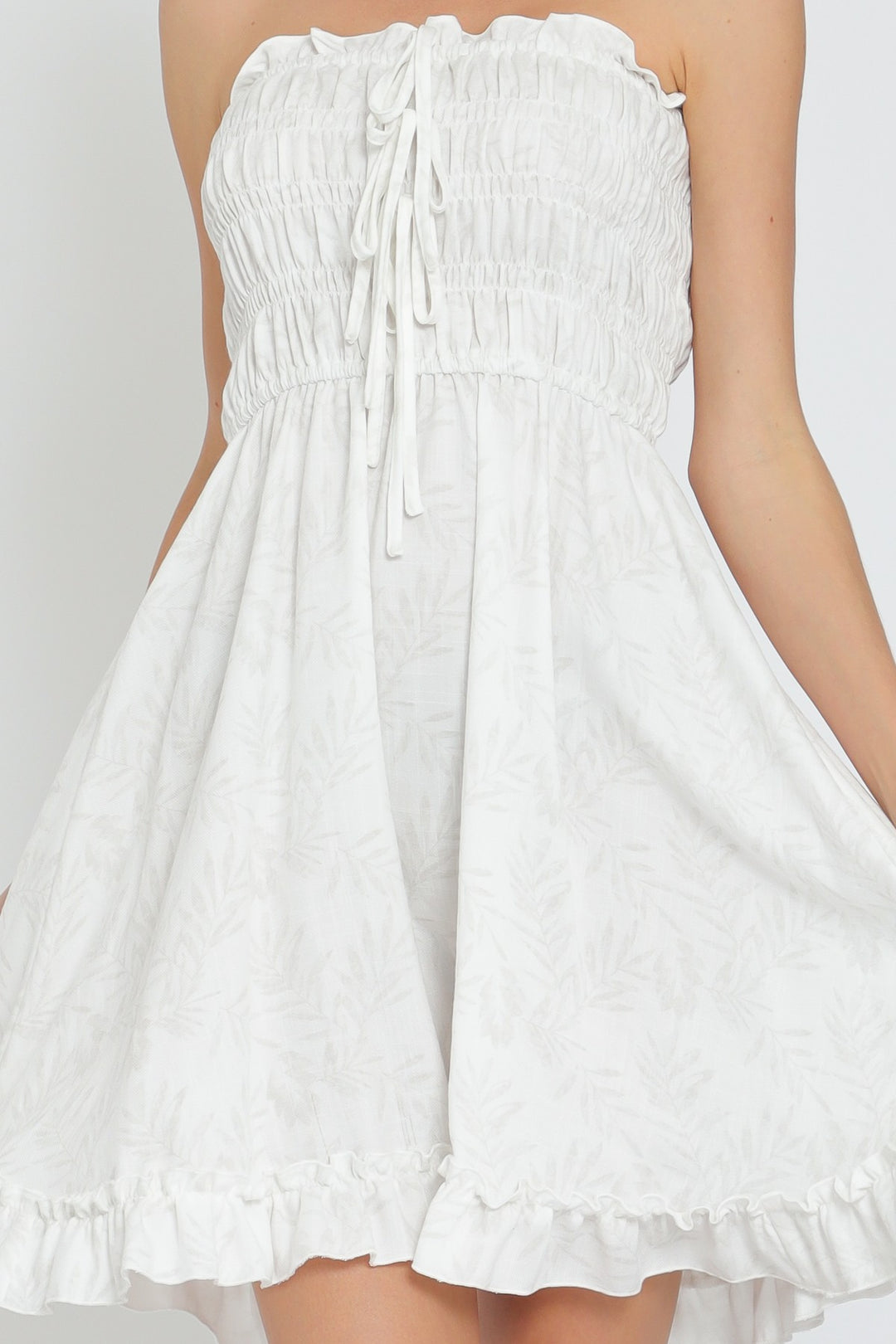 Aakaa Tube Tie Top And Ruffle Hem Mini Dress