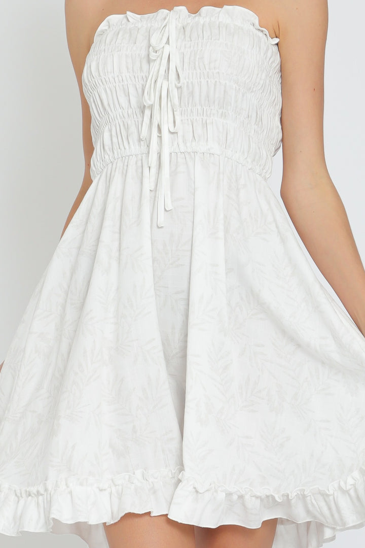 Aakaa Tube Tie Top And Ruffle Hem Mini Dress