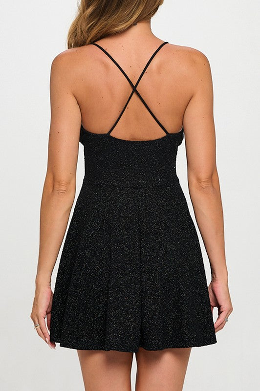 Lovely Day Glitter Crossback Mini Skater Dress