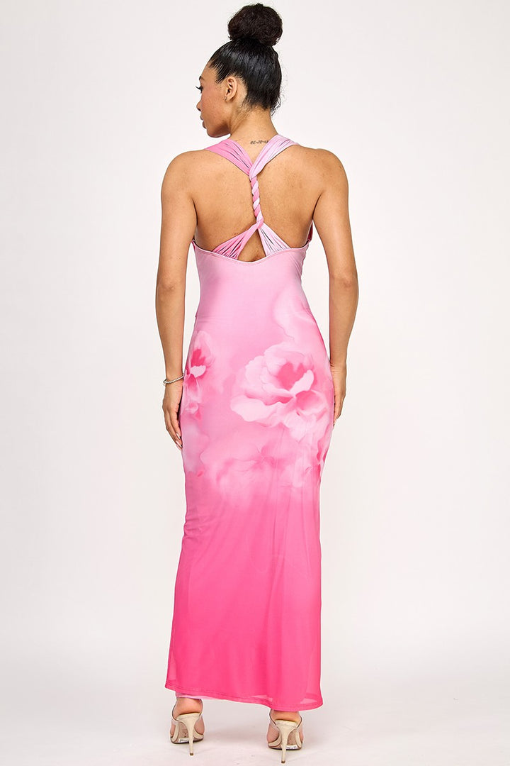 Spring Haze Flower Print Long Dress