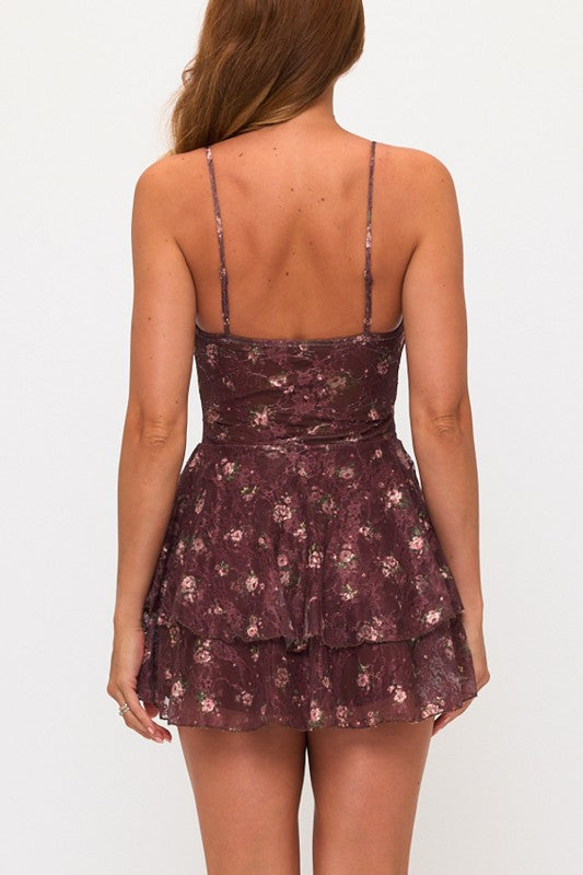 Lovely Day Floral Corset Double-Layer Mini Dress