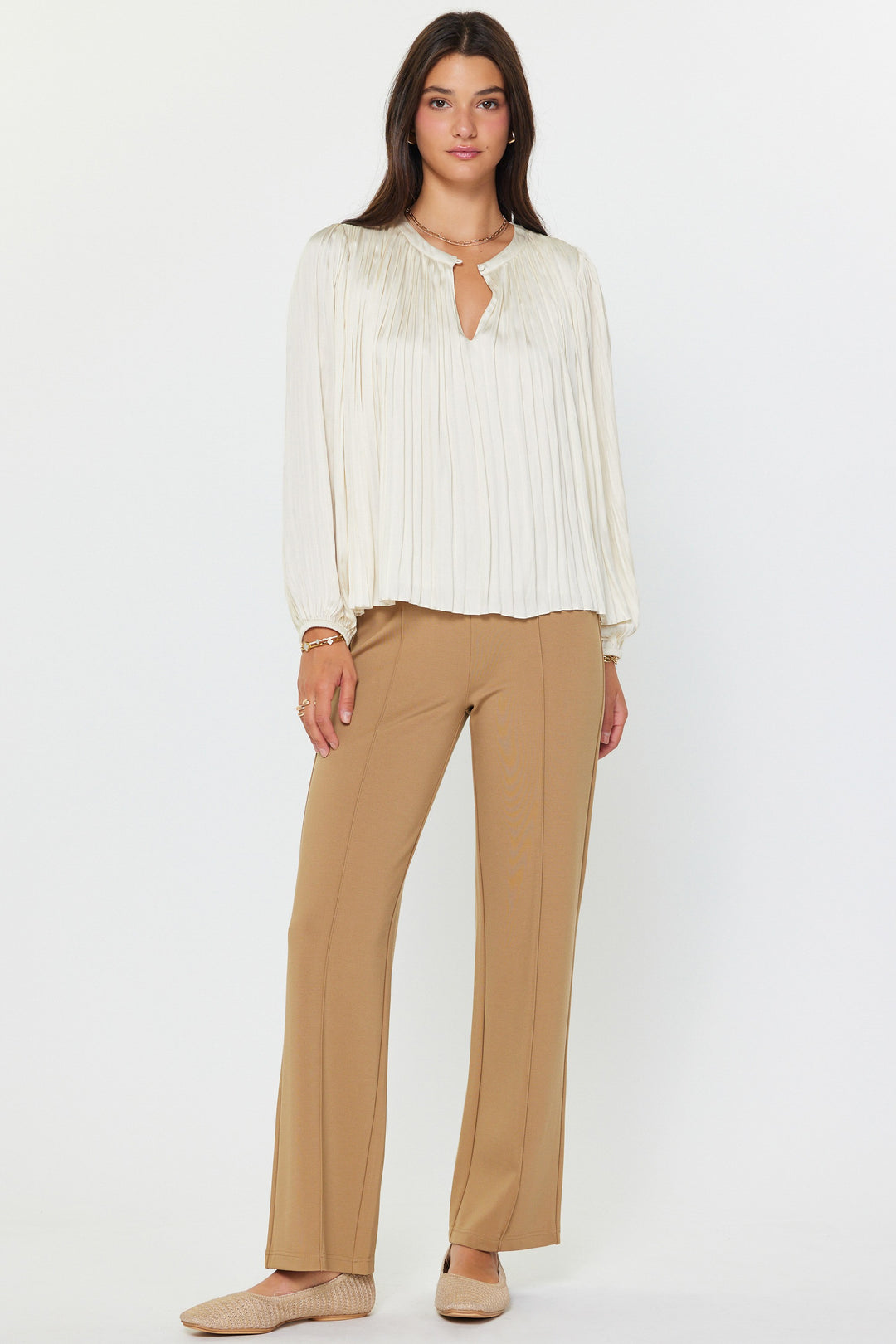 Current Air Long Sleeve Pleated Blouse