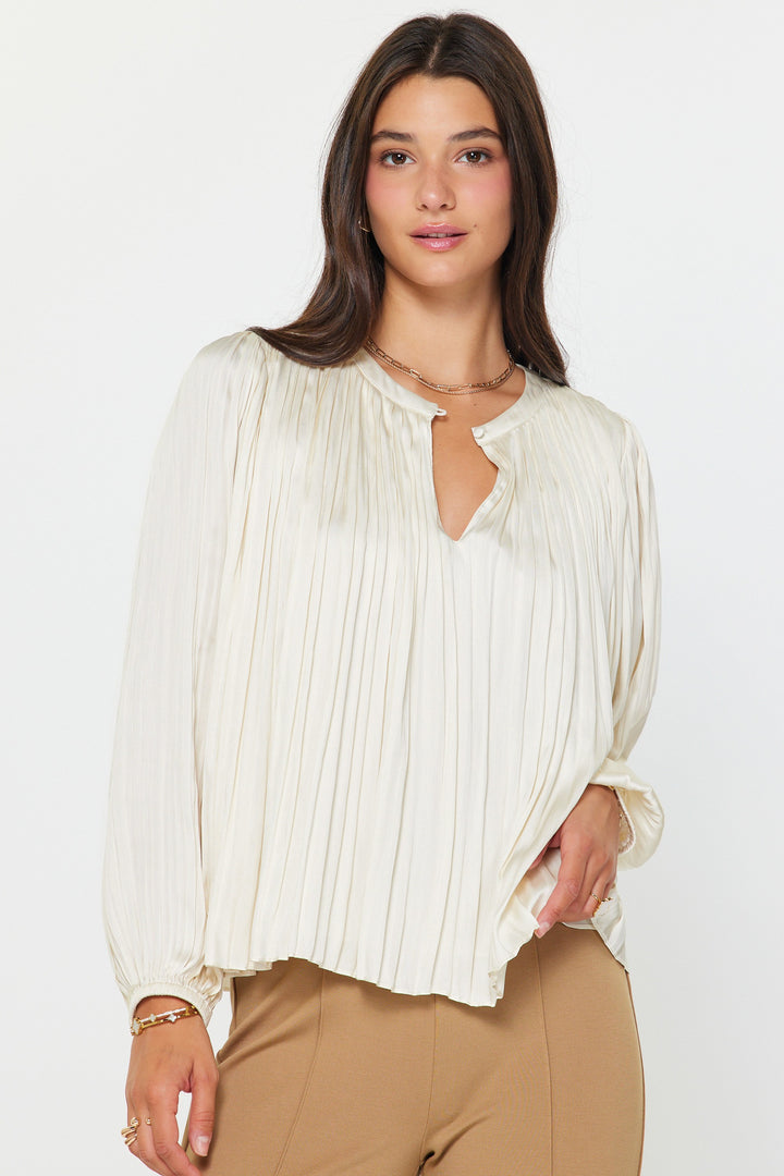 Current Air Long Sleeve Pleated Blouse