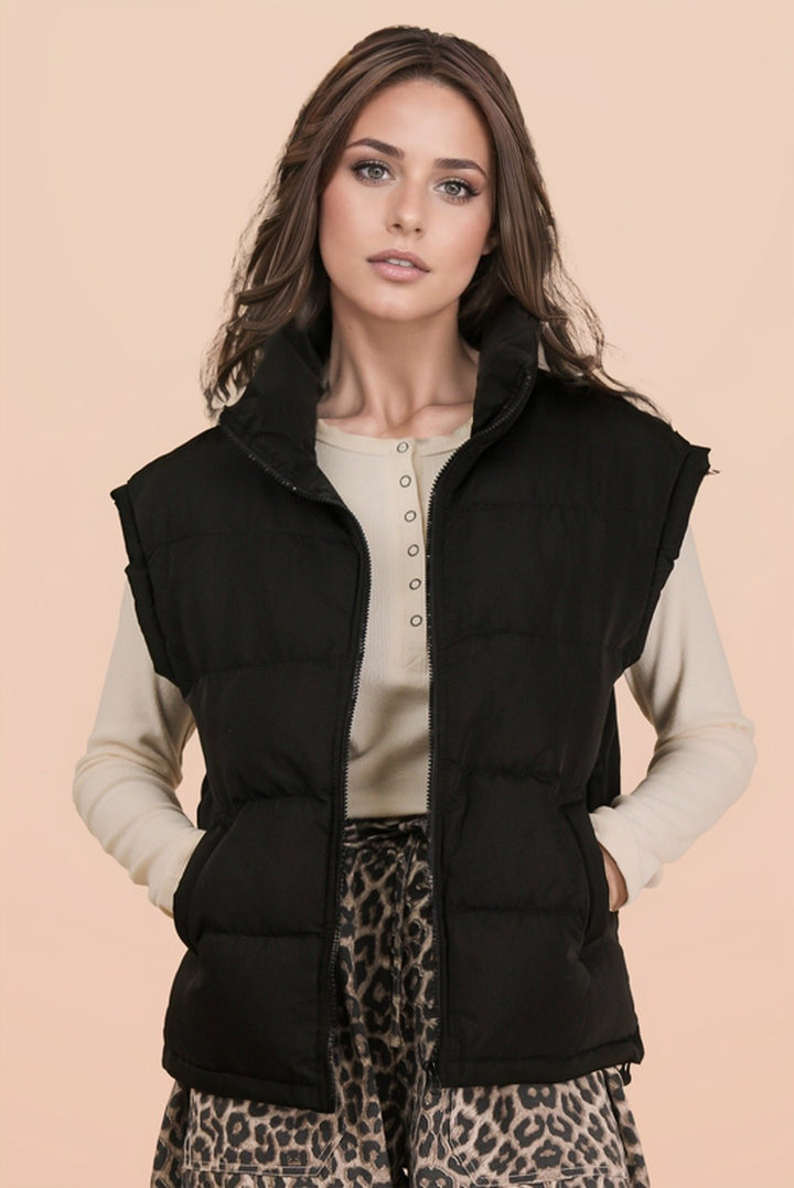 Very J High Neck Casual Comfy Puffer Vest