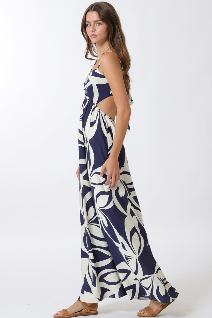 Aakaa Center Front Keyhole Maxi Dress