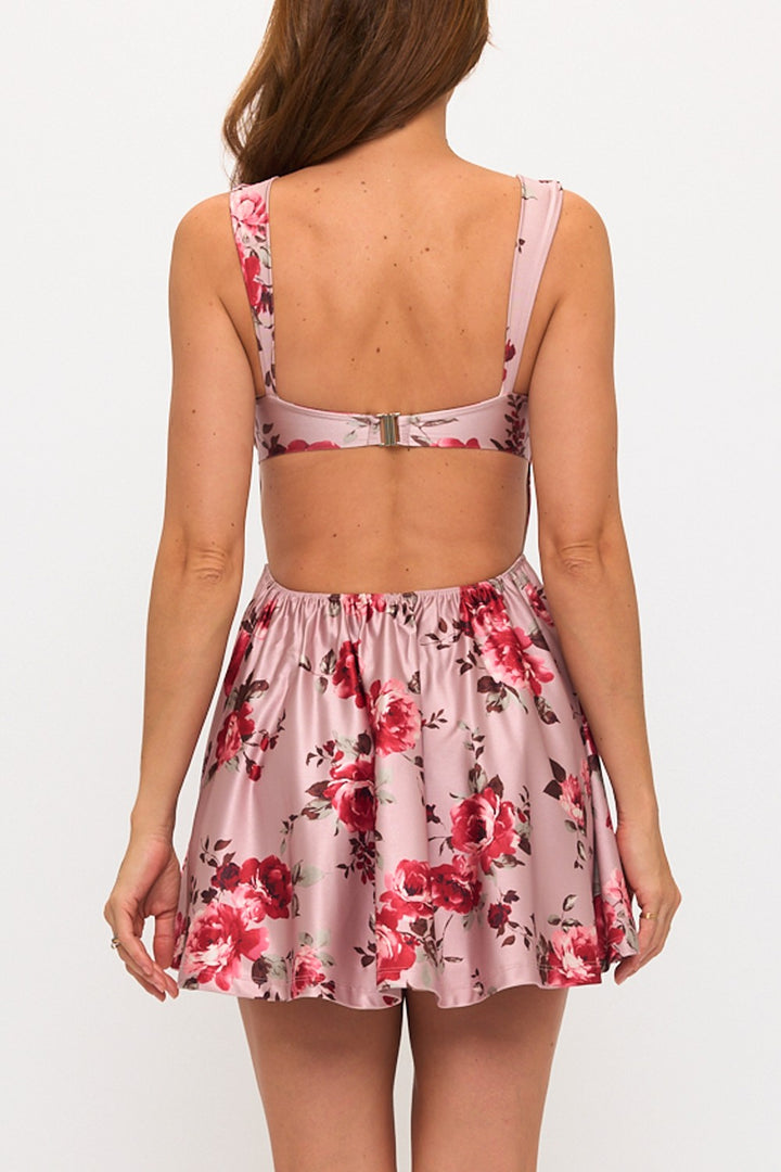 Lovely Day Floral Satin Fit & Flare Mini Dress