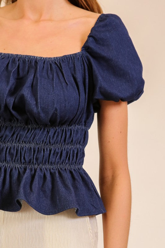 Lumiere Isla Smocked Peplum Top