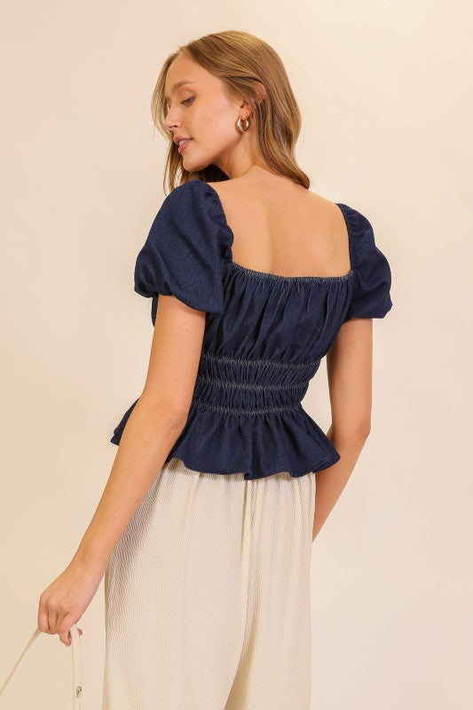 Lumiere Isla Smocked Peplum Top