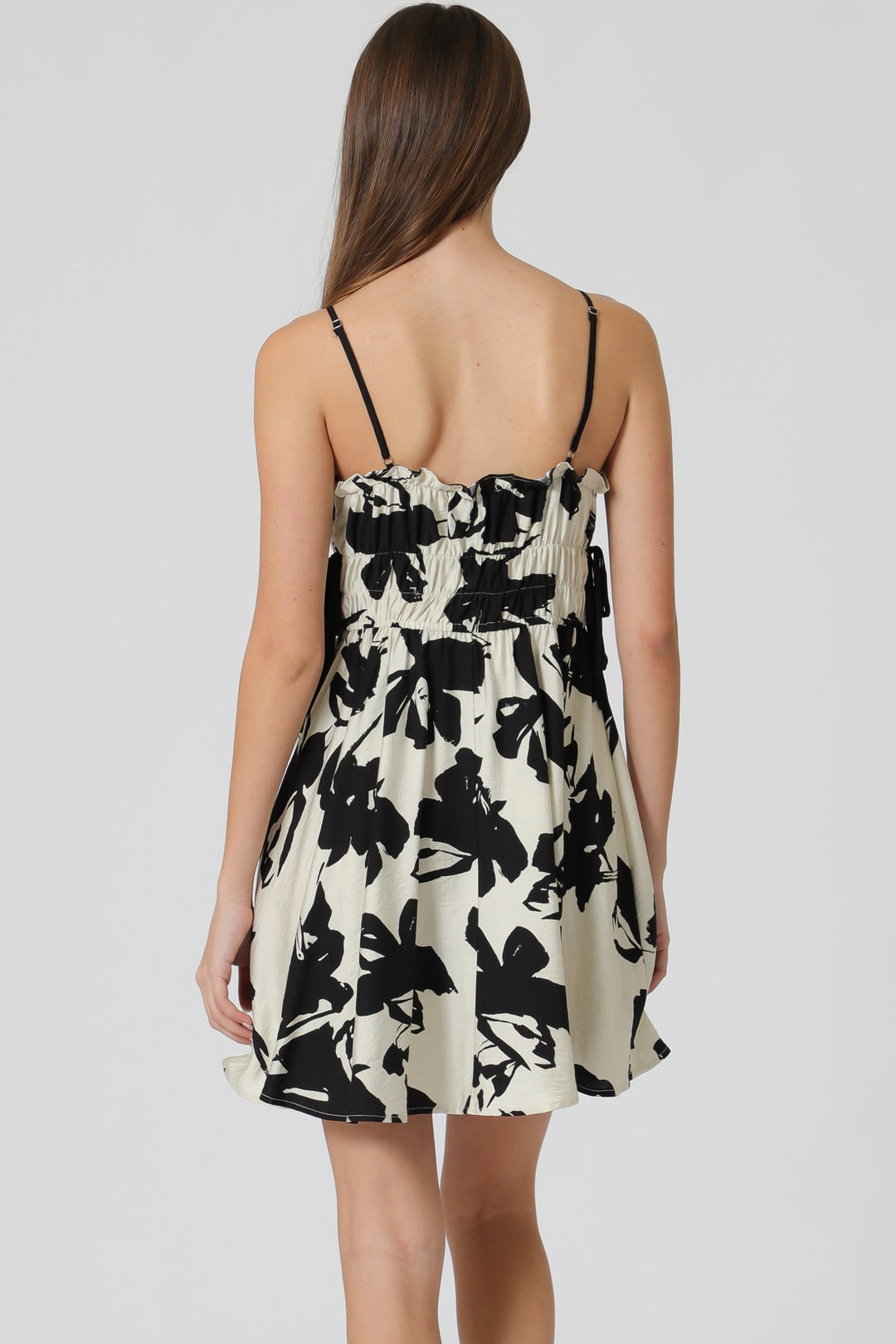 Aakaa Contrast Strapping Waist Detail Mini Dress