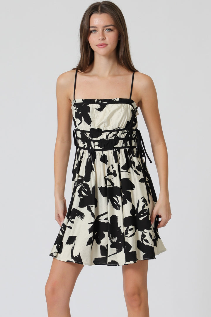 Aakaa Contrast Strapping Waist Detail Mini Dress