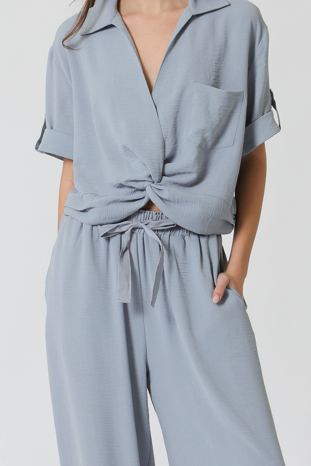 Aakaa Center Front Twisted Top and Pant Set