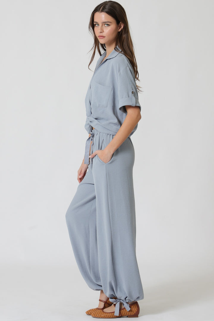 Aakaa Center Front Twisted Top and Pant Set