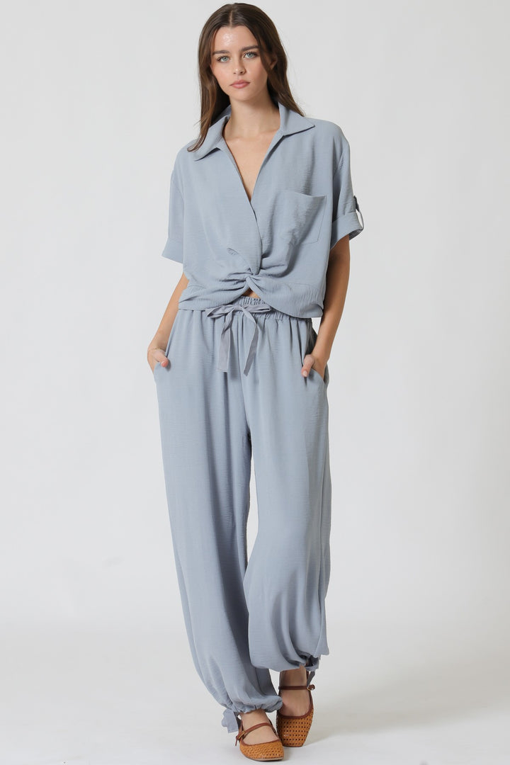 Aakaa Center Front Twisted Top and Pant Set
