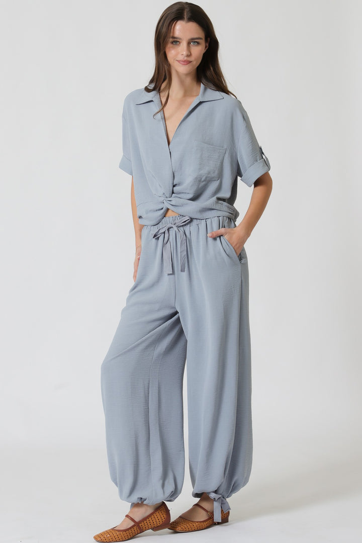 Aakaa Center Front Twisted Top and Pant Set