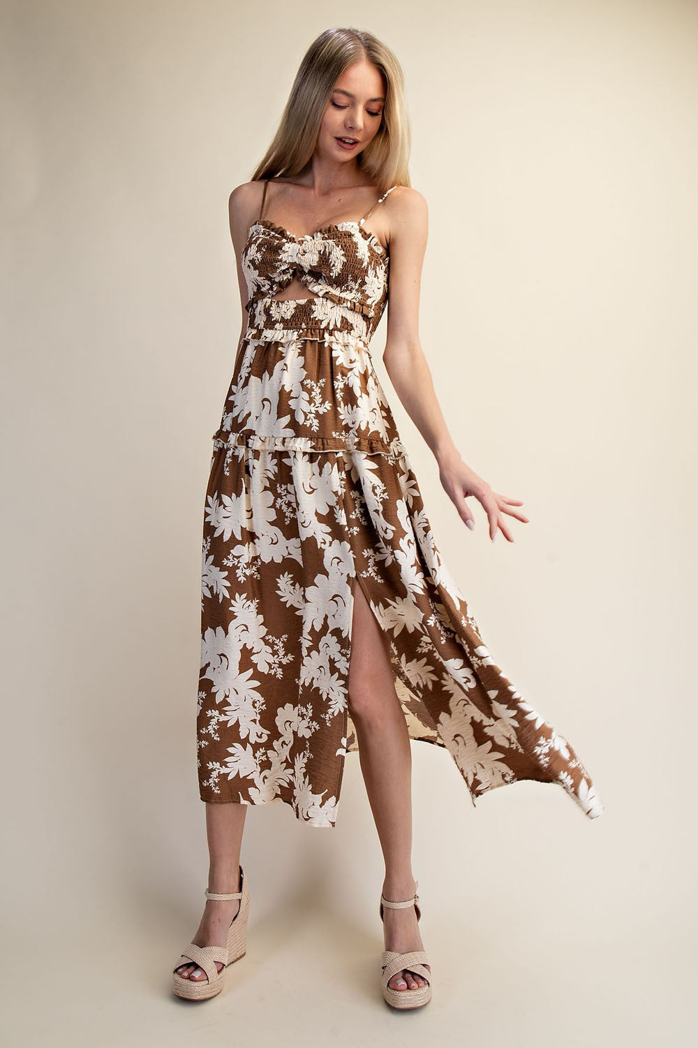 Vestis M Cocoa Bloom Smocked Maxi Dress