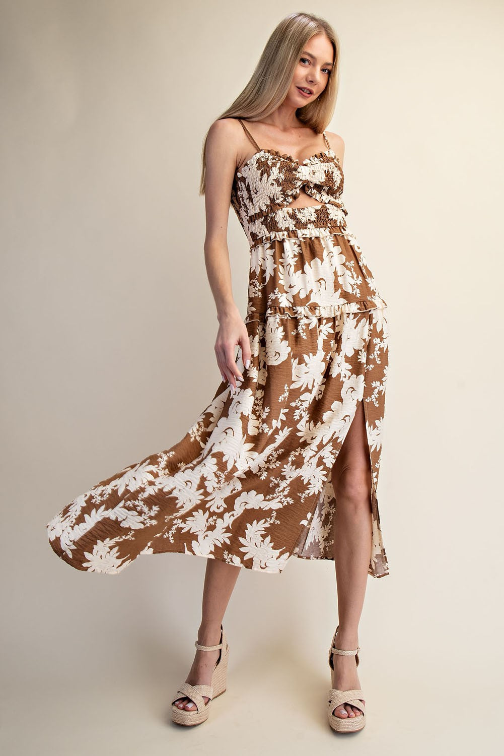 Vestis M Cocoa Bloom Smocked Maxi Dress