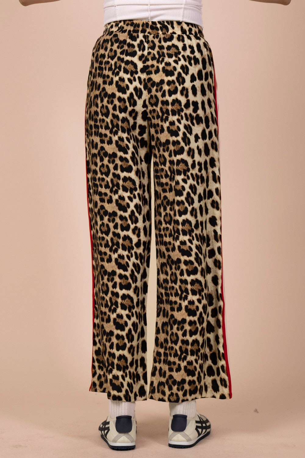 Very J Leopard Side Stripe Wide Leg Pants