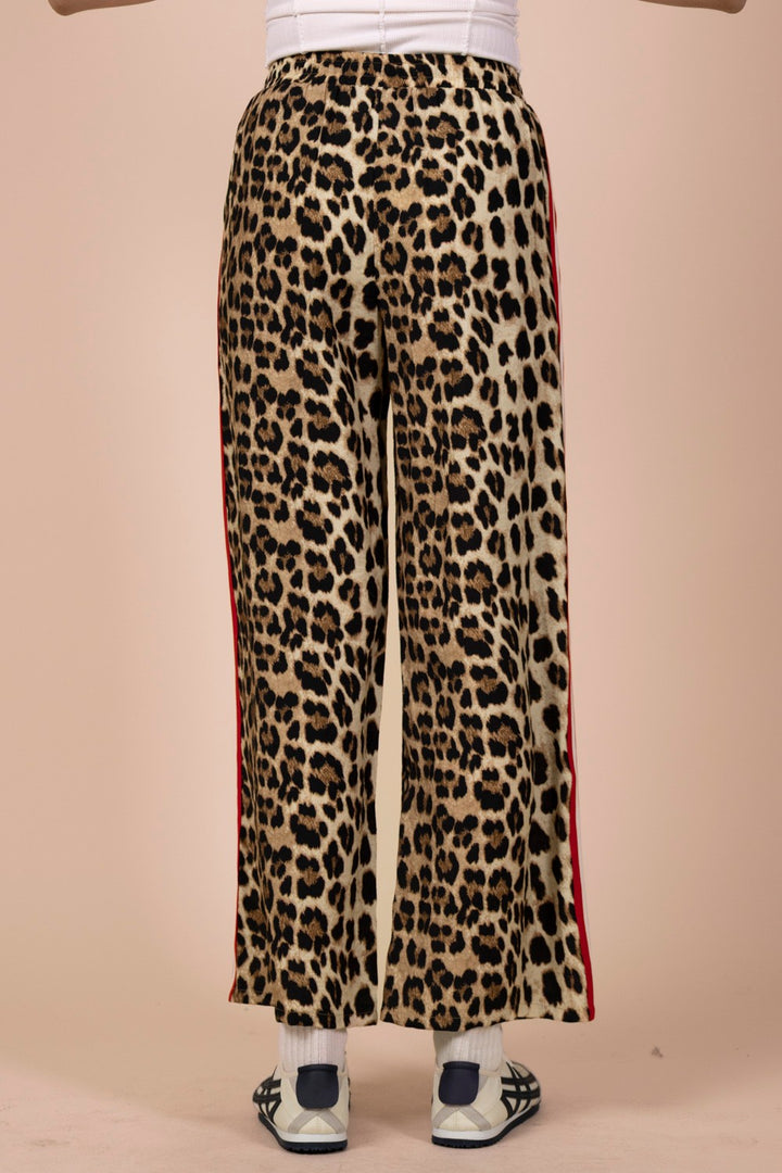 Very J Leopard Side Stripe Wide Leg Pants