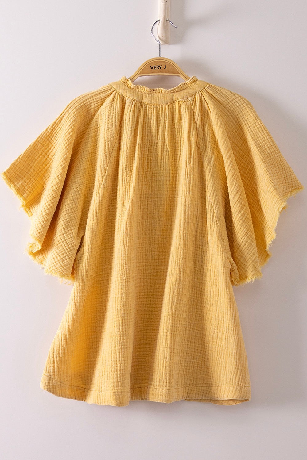Very J Mineral Washed Gauze Split Neck Top