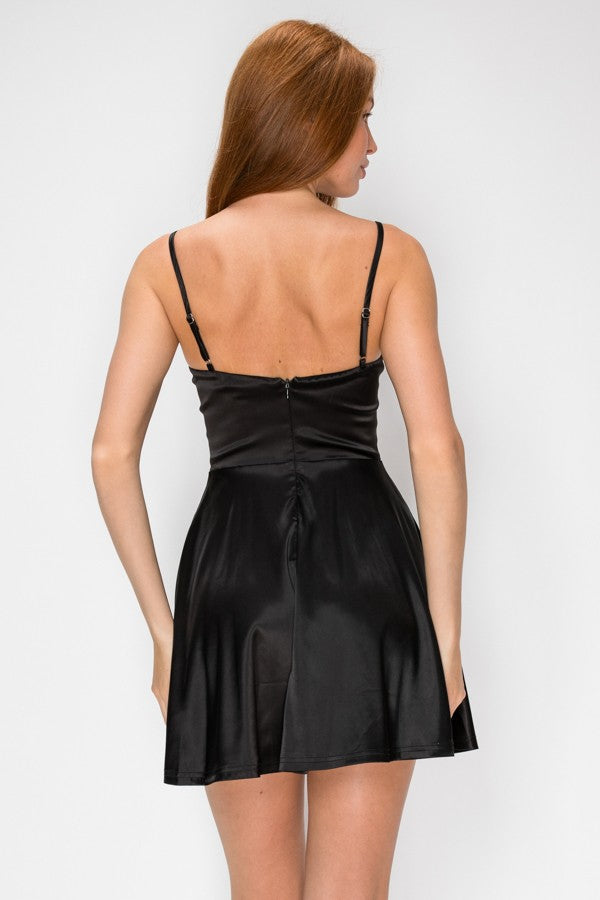 Lovesome Stain Rhinestone Skater Mini Dress
