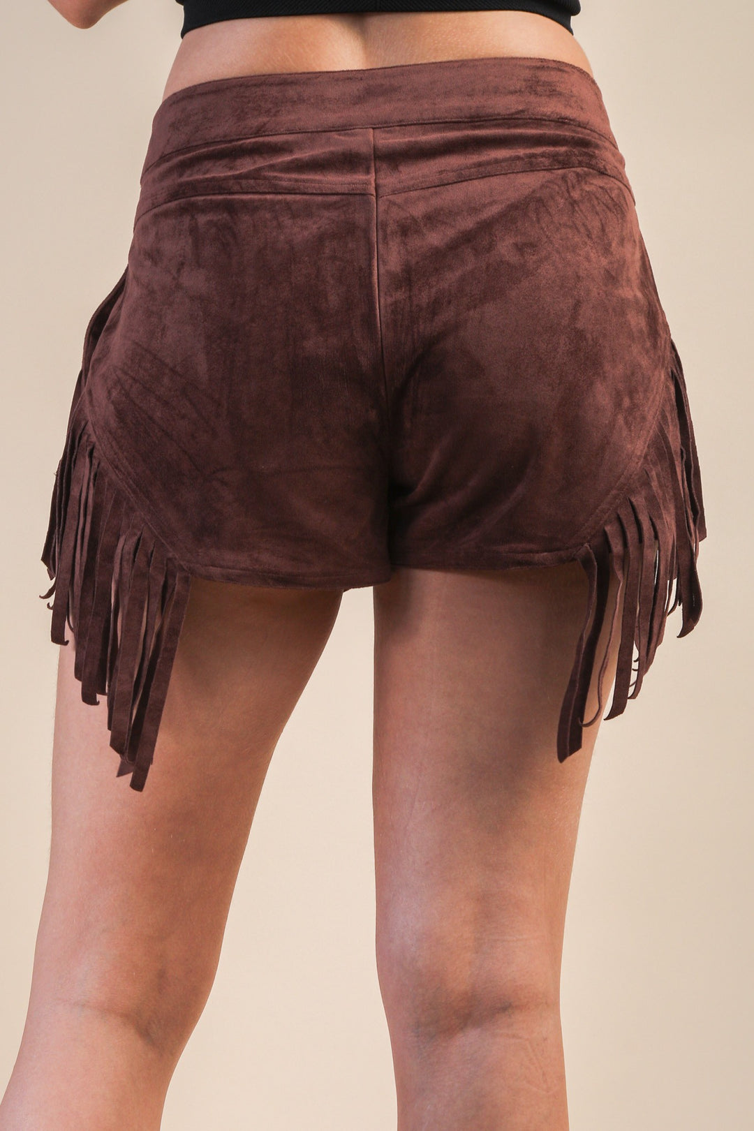 Very J Fringe Detail Suede Western Shorts
