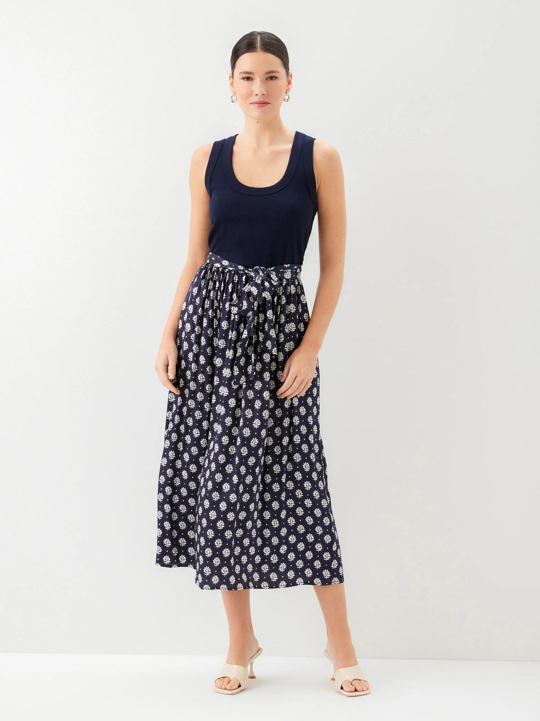 Fifteen Twenty Contrast Belted Midi Dress