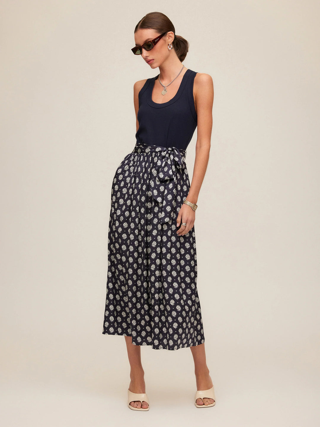 Fifteen Twenty Contrast Belted Midi Dress