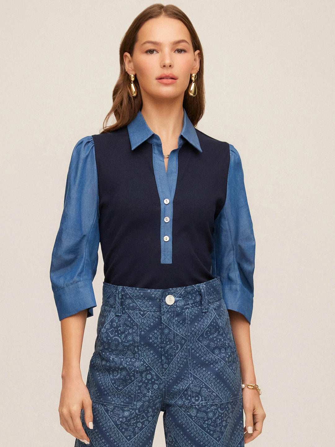 Fifteen Twenty Camden Contrast Henley Top